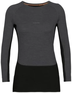 Icebreaker ZoneKnit 200 Long Sleeve Crewe Women's -Boetiek Skiwinkel icebreaker zoneknit 200 long sleeve crewe women jet heather black s jet heather black 0 6