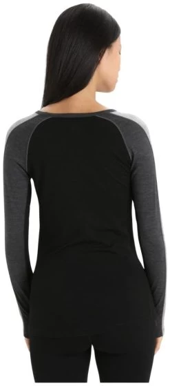 Icebreaker ZoneKnit 200 Long Sleeve Crewe Women's -Boetiek Skiwinkel icebreaker zoneknit 200 long sleeve crewe women jet heather black s jet heather black 2 6